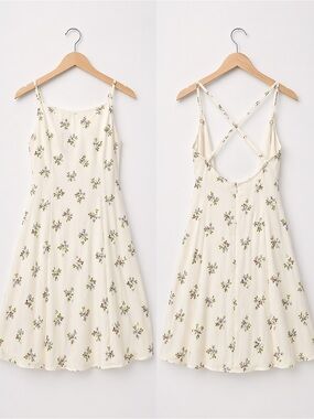 Ralph Lauren Denim & Supply Cream Floral & Knee Length Dress | Strappy Back | S